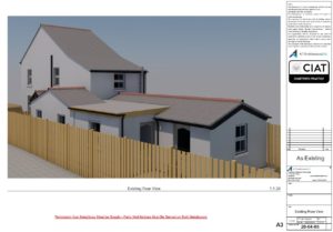Existing rear view before loft conversion is added to house in Gloucester