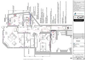 Detailed floor plan conversion from commercial to a two bedroom flat
