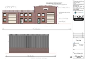 Planning elevations for factory extension in Gloucester
